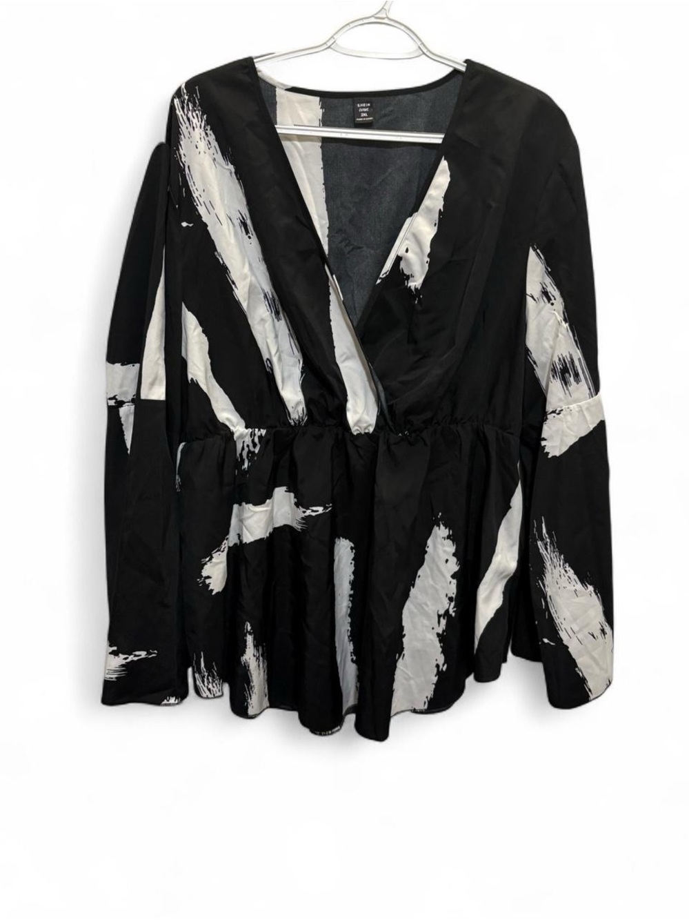 Black & White V-Neck Blouse